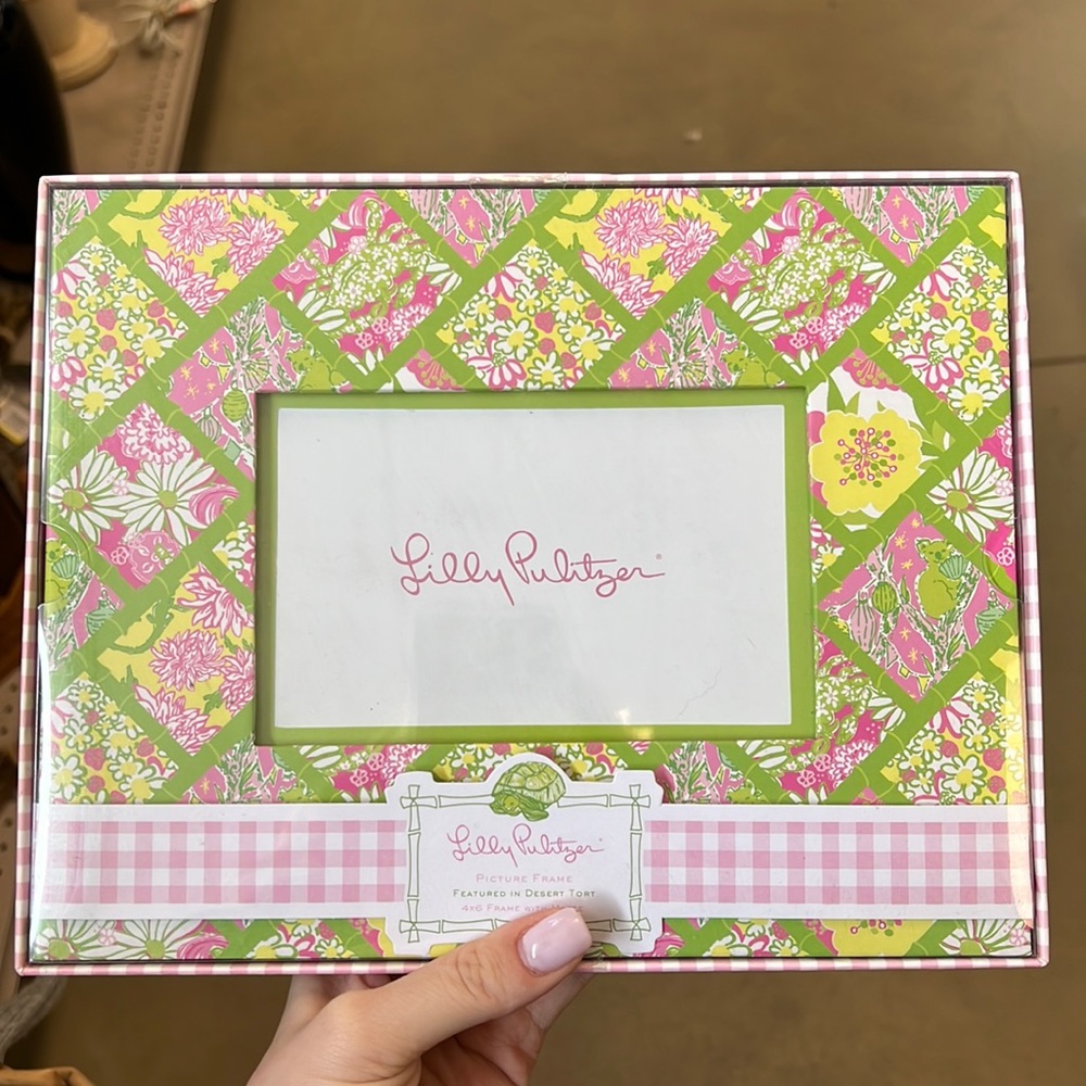 Lilly Pulitzer Pink Green Yellow Floral Picture Frame